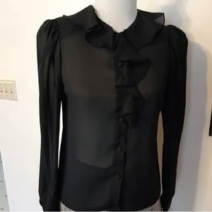 Woman’s Sheer Black Long-Sleeve Blouse, Na’Ma of California